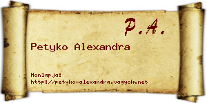 Petyko Alexandra névjegykártya